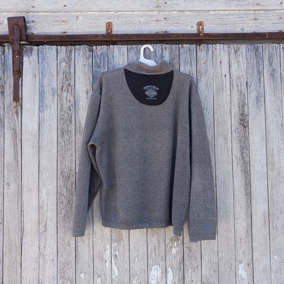 Harley Davidson Sweater Men 2XL Gray 1/4 Zip Pullover 2005 Dona Hue St. Cloud MN - Picture 5 of 6